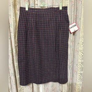 Joan Leslie Multicolor Gem Stone Wool Blend Pleated Front A-Line Skirt Sz 12 NWT